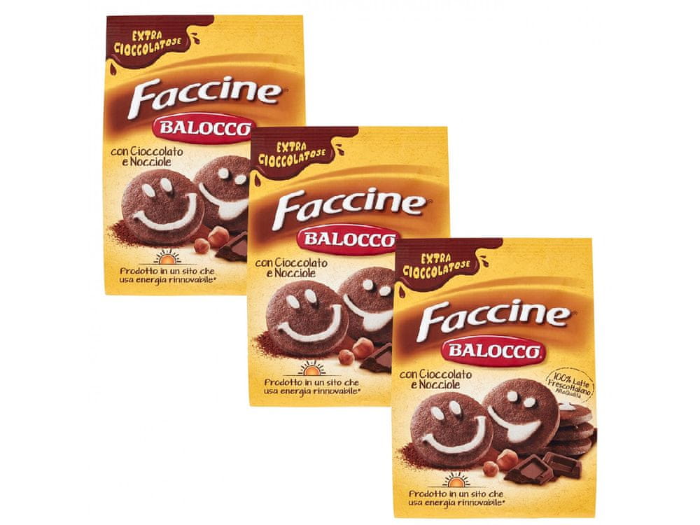 BALOCCHI BALOCCO Faccine - chrumkavé talianske sušienky s čokoládou a lieskovými orieškami 700g 3 balení
